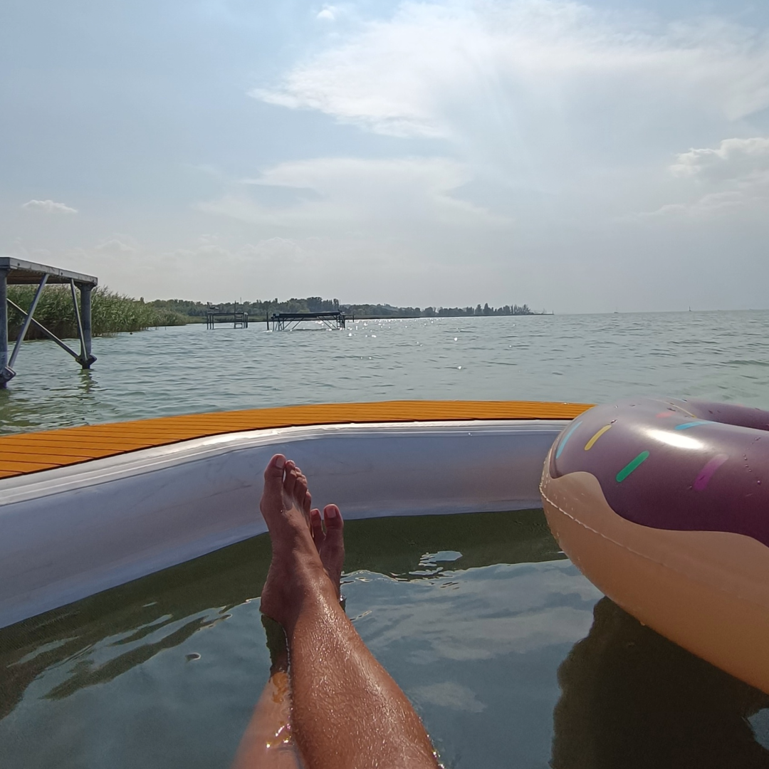 #4 BalaFloat dmuchana platforma kąpielowa, pływająca platforma, wyspa do pływania, pierścień o średnicy 2,74 m